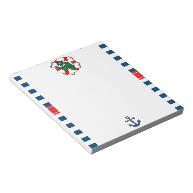 Cute Nautical Alligator Baby Shower Theme Notepad (Angled)