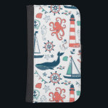 Cute Nautical Animals And Symbols Pattern Samsung S4 Wallet Case<br><div class="desc">Cute nautical assorted animals and nautical symbols simple illustration over customizable white background colour. If you need any help customizing any of my designs,  contact ArtOnWear designer. Free text formatting with live help available by request.</div>