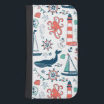 Cute Nautical Animals And Symbols Pattern Samsung S4 Wallet Case<br><div class="desc">Cute nautical assorted animals and nautical symbols simple illustration over customizable white background colour. If you need any help customizing any of my designs,  contact ArtOnWear designer. Free text formatting with live help available by request.</div>