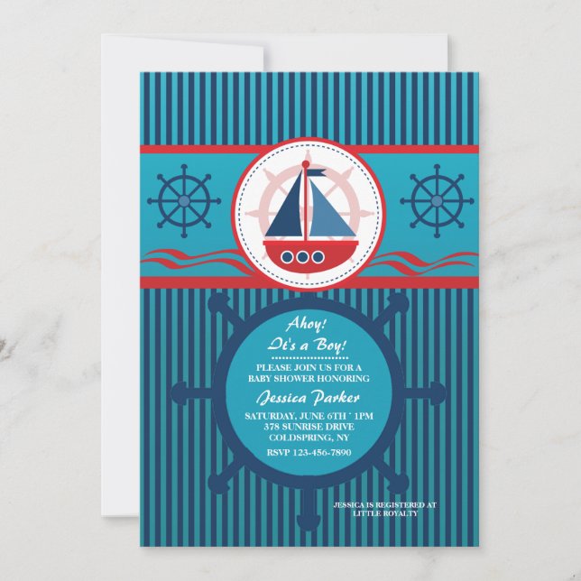 Cute Nautical Baby Shower Invitation (Front)