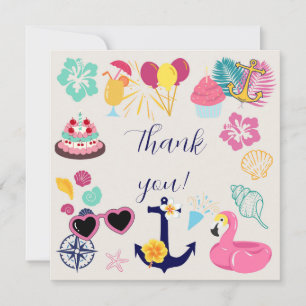 Cute Nautical Birthday Thank You Card