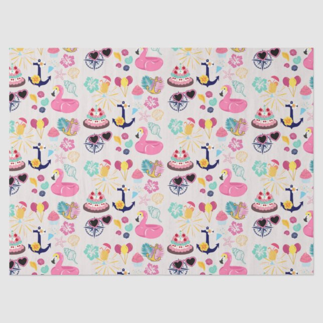 Cute Nautical Birthday Tissue Paper (Front)