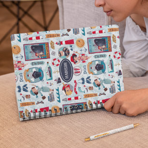 Cute Nautical blue red ocean girly pattern Notebook