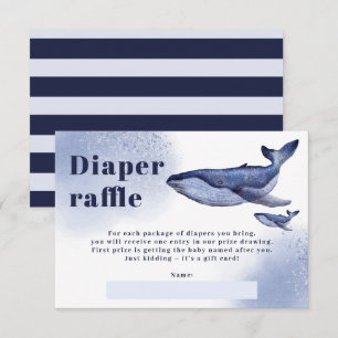 Cute nautical blue whale diaper raffle baby shower enclosure card