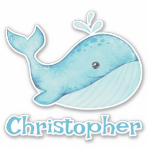 Cute Nautical Blue Whale Personalized