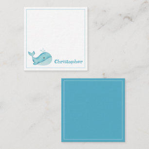 Cute Nautical Blue Whale Personalized Enclosure Card