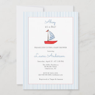 Cute Nautical boat Baby boy Baby shower Invitation