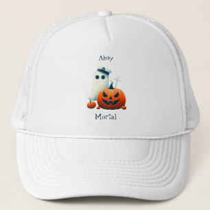 Cute, nautical/coastal Halloween ghost/pumpkins Trucker Hat
