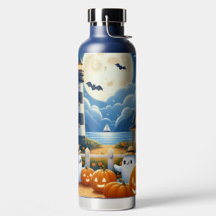 Cute, Nautical/coastal Halloween ghost/pumpkins Water Bottle
