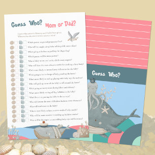 Cute Nautical Guess Who Pink Baby Shower Game