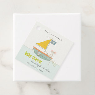 Cute Nautical Pirate Mouse Sailboat Baby Shower Favour Tags