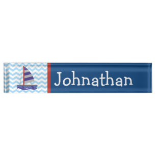Cute Nautical Sail Boat Personalized Nameplate
