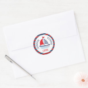 Cute Nautical Sailboat Theme Classic Round Sticker