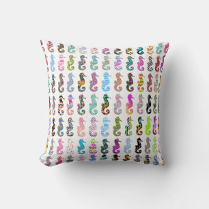 Cute nautical sea horse colourful girly patterns t throw pillow