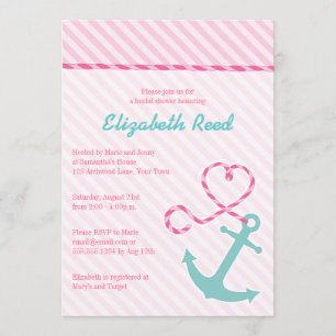 Cute Nautical Theme Anchor Bridal Shower Invitation