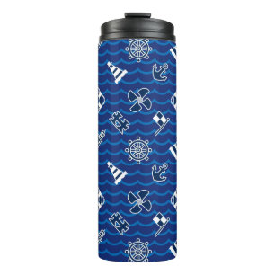 Cute Nautical Waves Pattern Thermal Tumbler