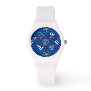 Cute Nautical Waves Pattern Watch