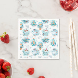 Cute Nautical Whales Watercolor Pattern Napkin