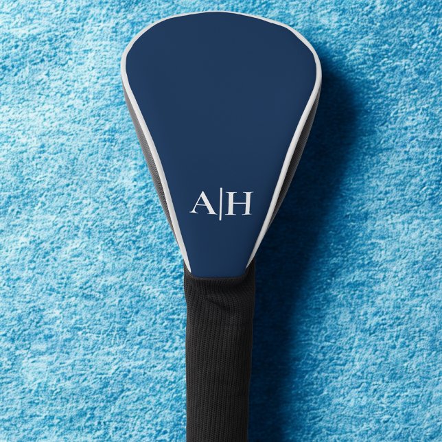 Cute Navy Blue and White , Modern Monogram Golf Head Cover (Creator Uploaded)
