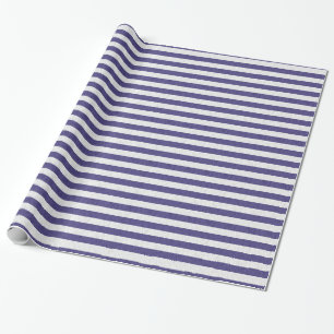 Cute Navy Blue and White Stripes Wrapping Paper