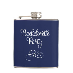 Cute Navy Blue Bachelorette Party Flask 6oz