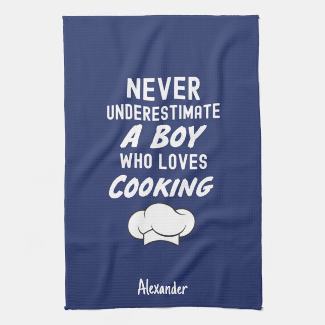 Cute Navy Blue Cooking Gifts For Little Boys Kids Kitchen Towel (Vertical)