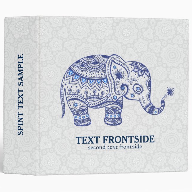 Cute Navy Blue Elephant Illustration Binder (Front/Spine)