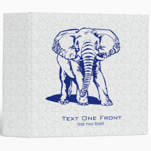 Cute Navy Blue Elephant Line Drawing Binder