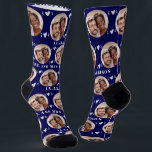 Cute Navy Blue Newlyweds Photo Wedding  Socks<br><div class="desc">These cute navy blue wedding socks feature the newlywed couple's photo and white hearts in an offset pattern and your names and wedding date! These are perfect for the groom as he walks down the aisle, as a bridal party favour, or as a bridal or couple's shower gift for the...</div>