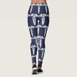 Cute Navy Blue Nurse Medical Symbol Leggings