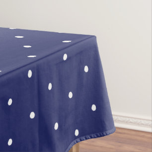 Cute navy blue white polka dots pattern elegant tablecloth