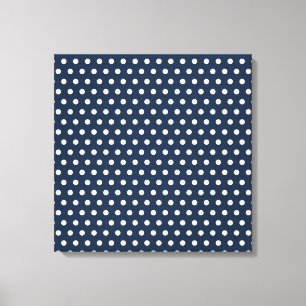 Cute Navy Blue White Tiny Little Polka Dots Gifts Canvas Print