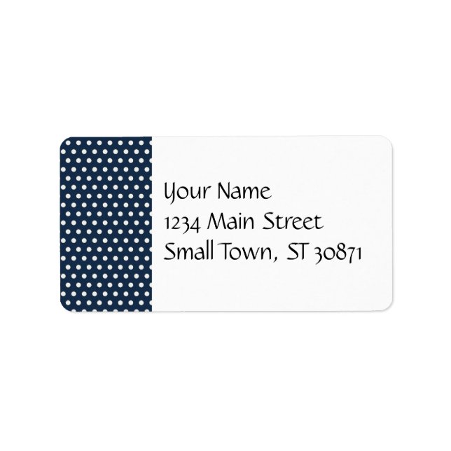 Cute Navy Blue White Tiny Little Polka Dots Gifts Label (Front)