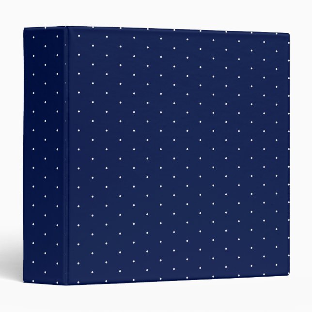 Cute navy blue white tiny polka dot pattern binder (Front/Spine)