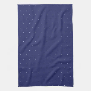 Cute navy blue white tiny polka dots elegant  kitchen towel