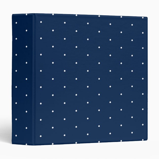 Cute navy blue white tiny polka dots pattern  binder (Front/Spine)