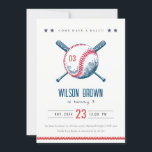Cute Navy Red Baseball Bat Star Kids Birthday Invitation<br><div class="desc">A Cute Boys Navy Red Baseball Bat Star theme Kids Collection.- it's an Elegant Simple Minimal sketchy Illustration of baseball bat and stars with custom year and perfect for your little ones sporty birthday party. It’s very easy to customize, with your personal details. If you need any other matching product...</div>