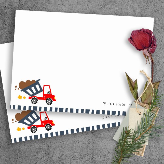 Cute Navy Yellow Dump Truck Any Age Birthday  Card (Creator Uploaded)