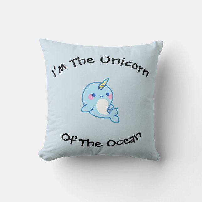 Cute Nawhal Throw Pillow (Front)