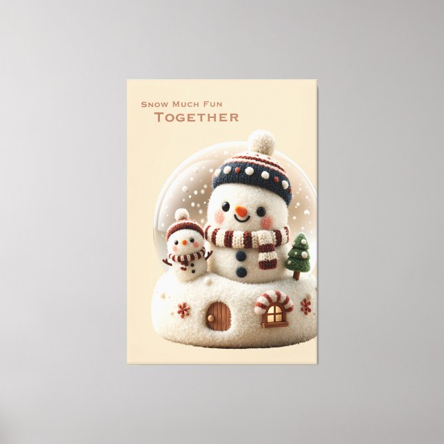 Cute Needle Felted Snowman Snowglobe Canvas Print (Front)