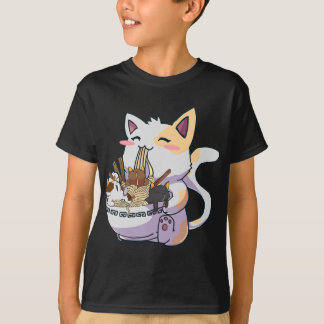 Cute Neko Cat With Ramen Noodles Bowl Anime Japan  T-Shirt