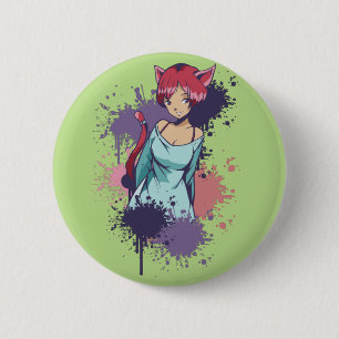 Cute Neko Girl - Cherry Cat Girl 2 Inch Round Button