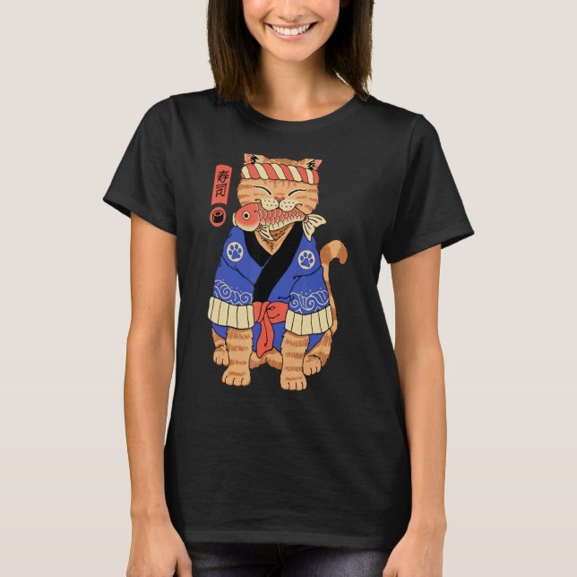 Cute Neko Sushi Bar T-Shirt (Front)