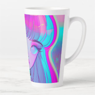 Cute Neon Anime Girl Latte Mug