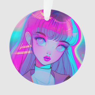 Cute Neon Anime Girl Ornament 