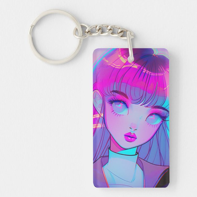 Cute Neon Anime Porte - clé fille (Devant)