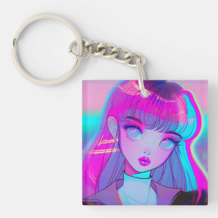 Cute Neon Anime Porte - clé fille