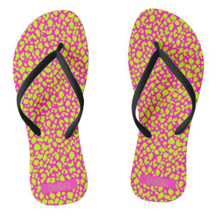 Cute Neon Hot Pink Abstract Sandals 