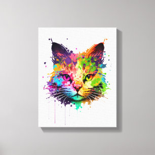 Cute Neon Ink Cat Canvas Print