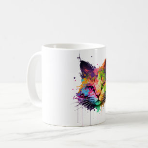 Cute Neon Ink Cat Coffee Mug